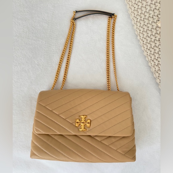 Tory Burch Kira Chevron Convertible Shoulder Bag | Dust Bag Include| Desert Dune - Picture 4 of 16
